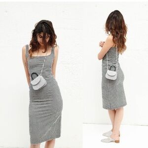 NWOT Maryam Nassir Zadeh Gingham Black and White Checkered Midi Dress